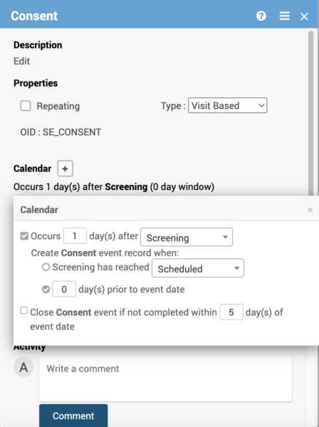 OpenClinica’s study calendaring